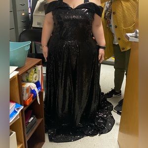 Black sequined prom dress